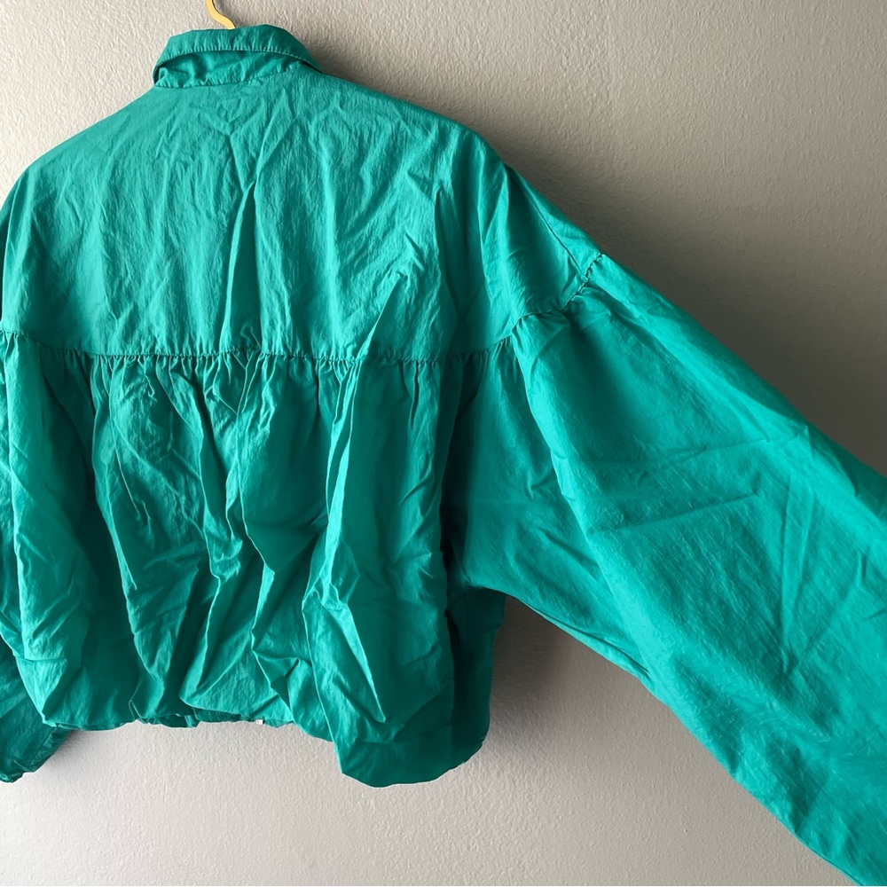 Free People | Teal Retro Zip-Up Windbreaker Bomber Jacket - Picture 7 of 11